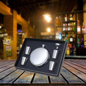 4 Shot Bardaklı Matara Seti Yuvarlak Çelik