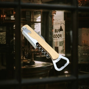 Ahşap Paslanmaz Çelik Tirbuşon Açacak