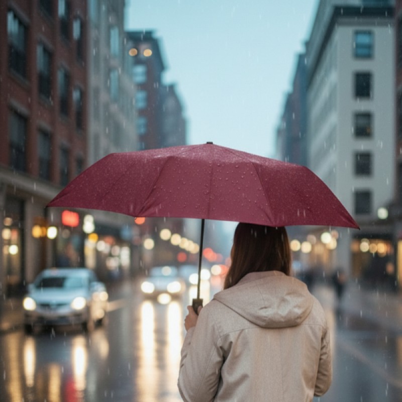 Bordo Kılıflı Otomatik Kompakt Şemsiye - Görsel 3