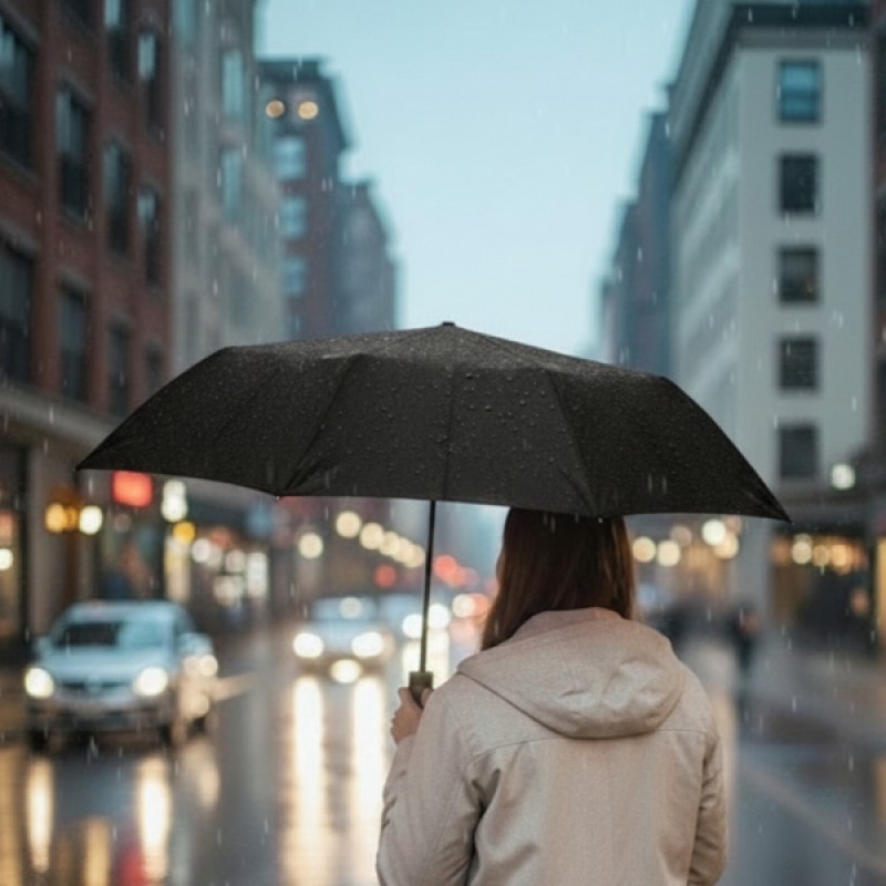 Siyah Kılıflı Otomatik Kompakt Şemsiye - Görsel 8